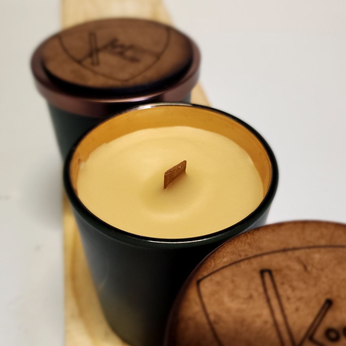 Beeswax Candle with Wooden Wick - Heartwood wildflowers and