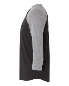 Tri-blend Three-Quarter Sleeve Baseball Raglan T-Shirt from kuhn products side view from kuhn products