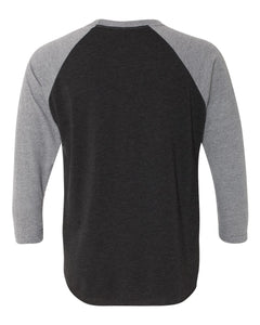 Tri-blend Three-Quarter Sleeve Baseball Raglan T-Shirt from kuhn products rear view