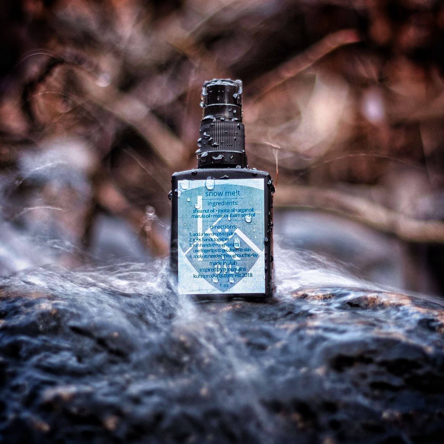 Snow melt beard oil from kuhn products.
