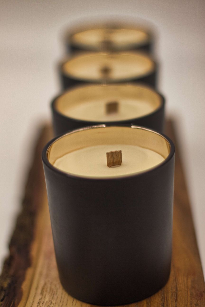 Our hickory scented beeswax candle with American cherry wood wick smells amazing and burns cleaner and longer.
