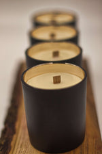 Load image into Gallery viewer, Our hickory scented beeswax candle with American cherry wood wick smells amazing and burns cleaner and longer.
