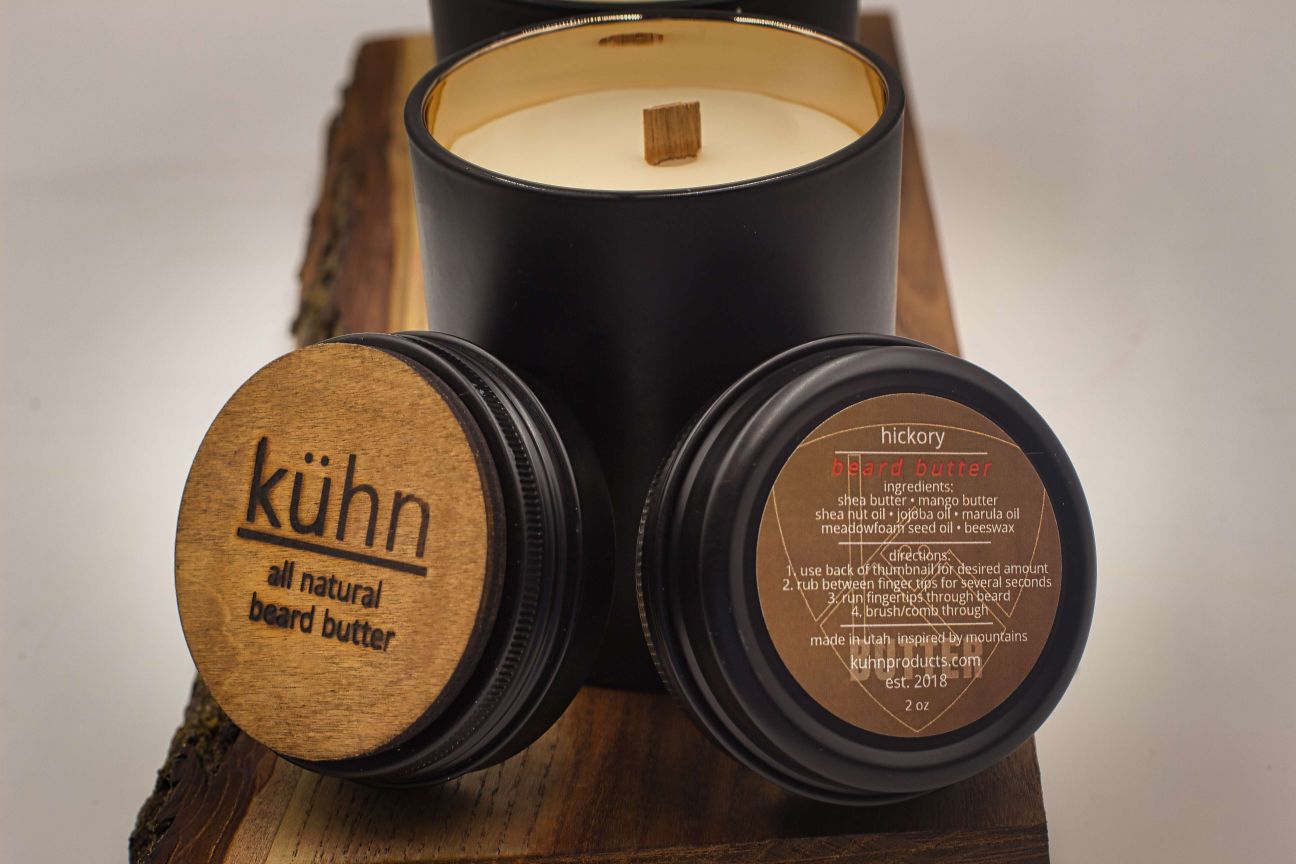 Enjoy our hickory scented candle with our hickory scented beard butter.