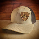 Load image into Gallery viewer, Hats | Snapback Trucker | Khaki/Coffee.
